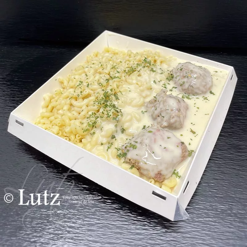 PROMO Boulettes de viande – Sauce Mornay – Coquillettes 400g